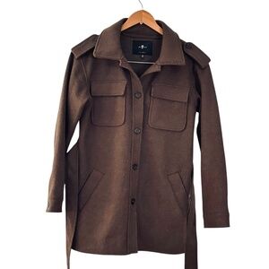 7 FOR ALL MANKIND Women's Cognac Brown Belted Trench Coat Jacket XS